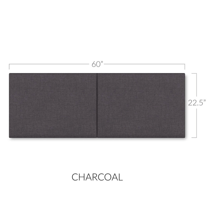 Panelist Wide Headboard Panels in Charcoal FibreGuard Deluxe Microvelvet