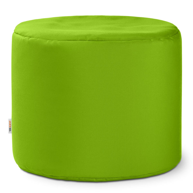 Green round ottoman on a white background
