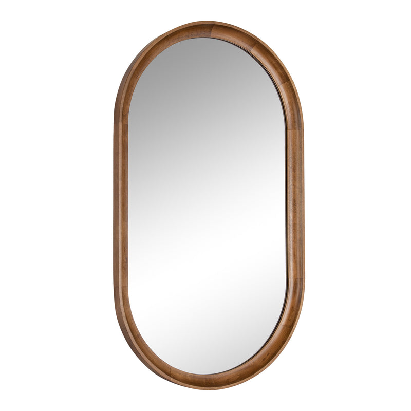 Hatherleigh capsule wall mirror with a wood frame, front view