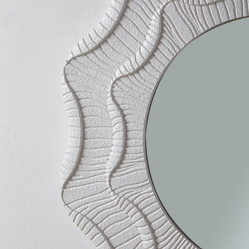 Close-up of the embossed floral relief frame