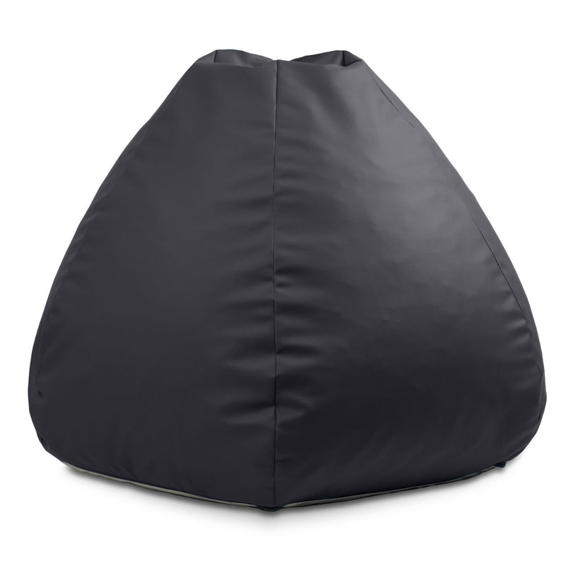Black bean bag chair on a white background