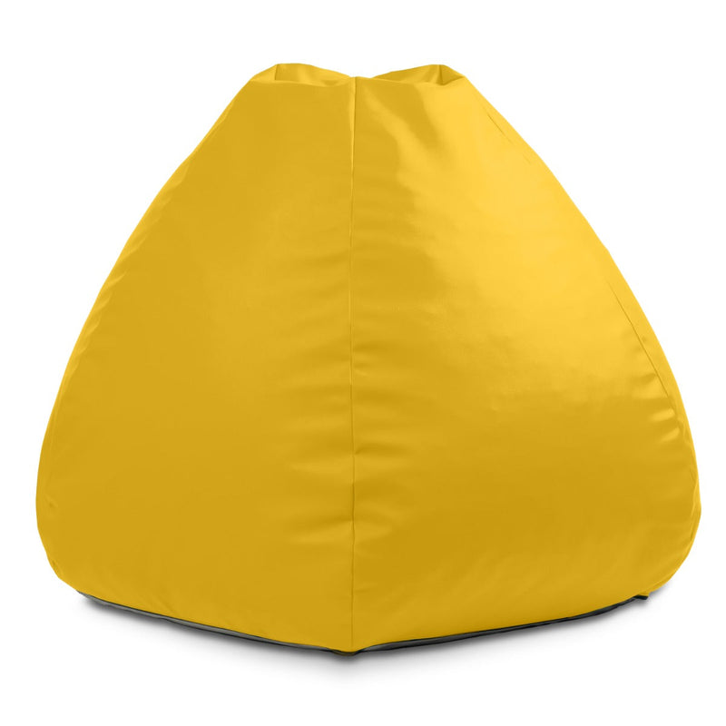 Yellow bean bag chair on a white background