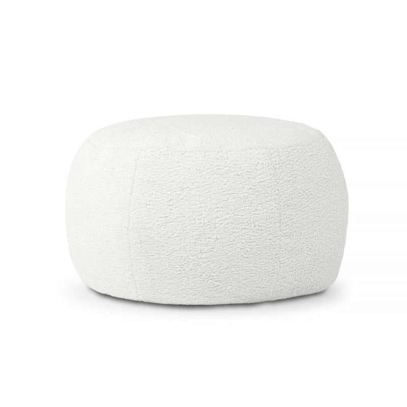 White woven ottoman on a white background