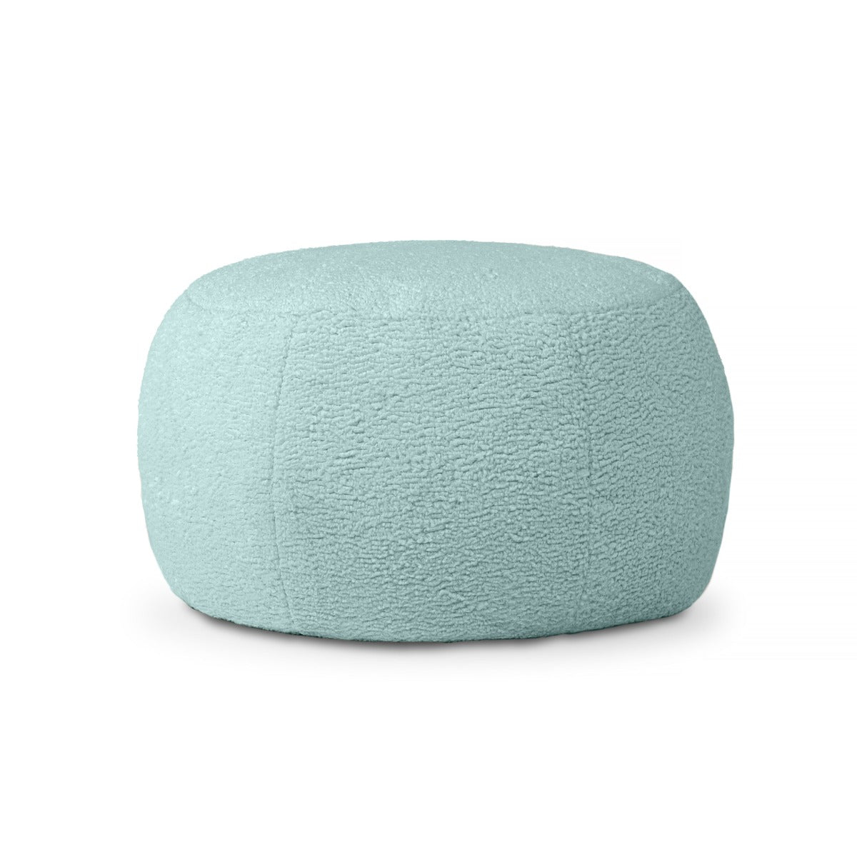 Light blue textured ottoman on a white background