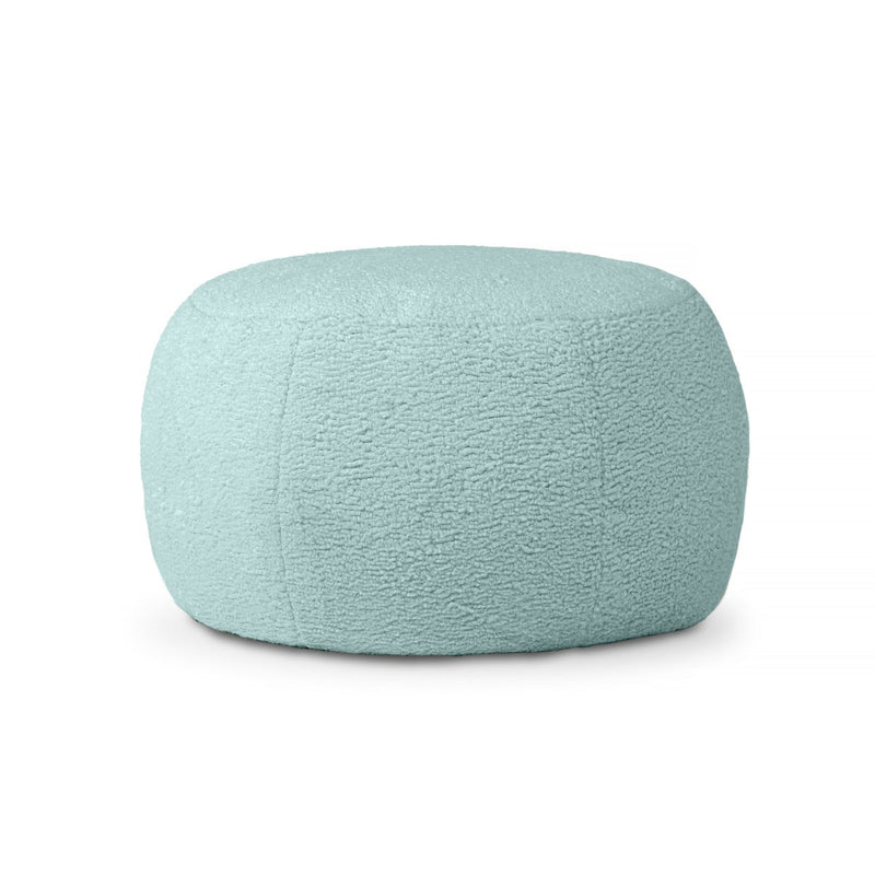 Light blue textured ottoman on a white background