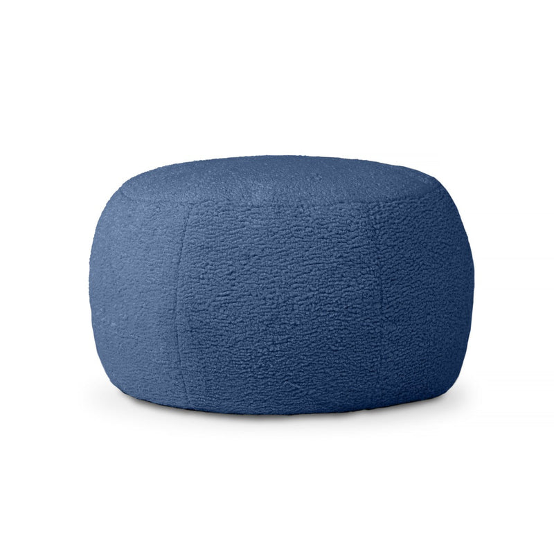 Blue textured ottoman on a white background
