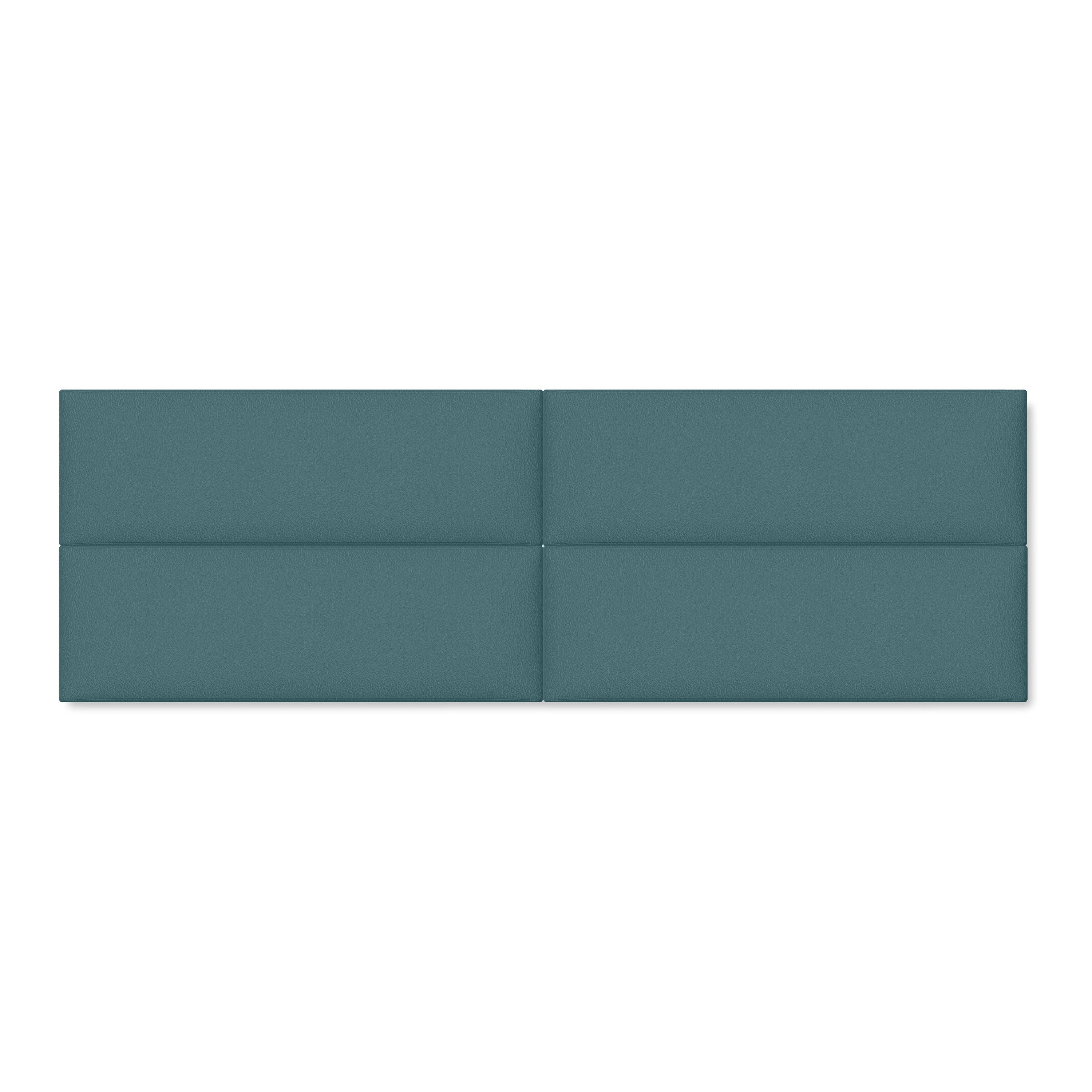 Teal wall panel with a geometric design on a white background