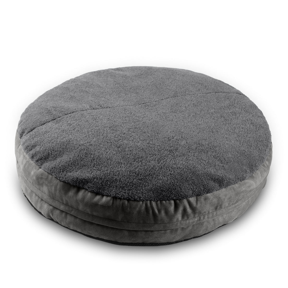 Round gray cushion on a white background