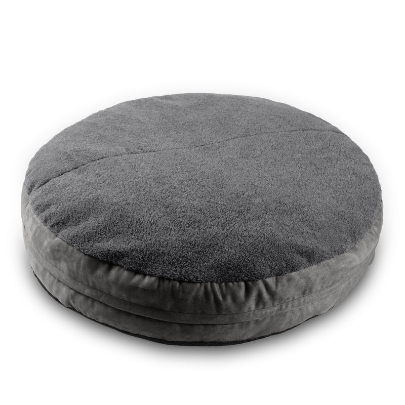 Round gray cushion on a white background