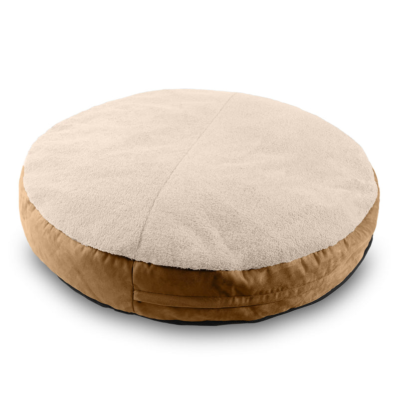Robbi Round Pet Bed Large in white on white background