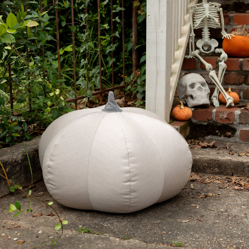 Pumpkin Pouf in Flax Sunbrella