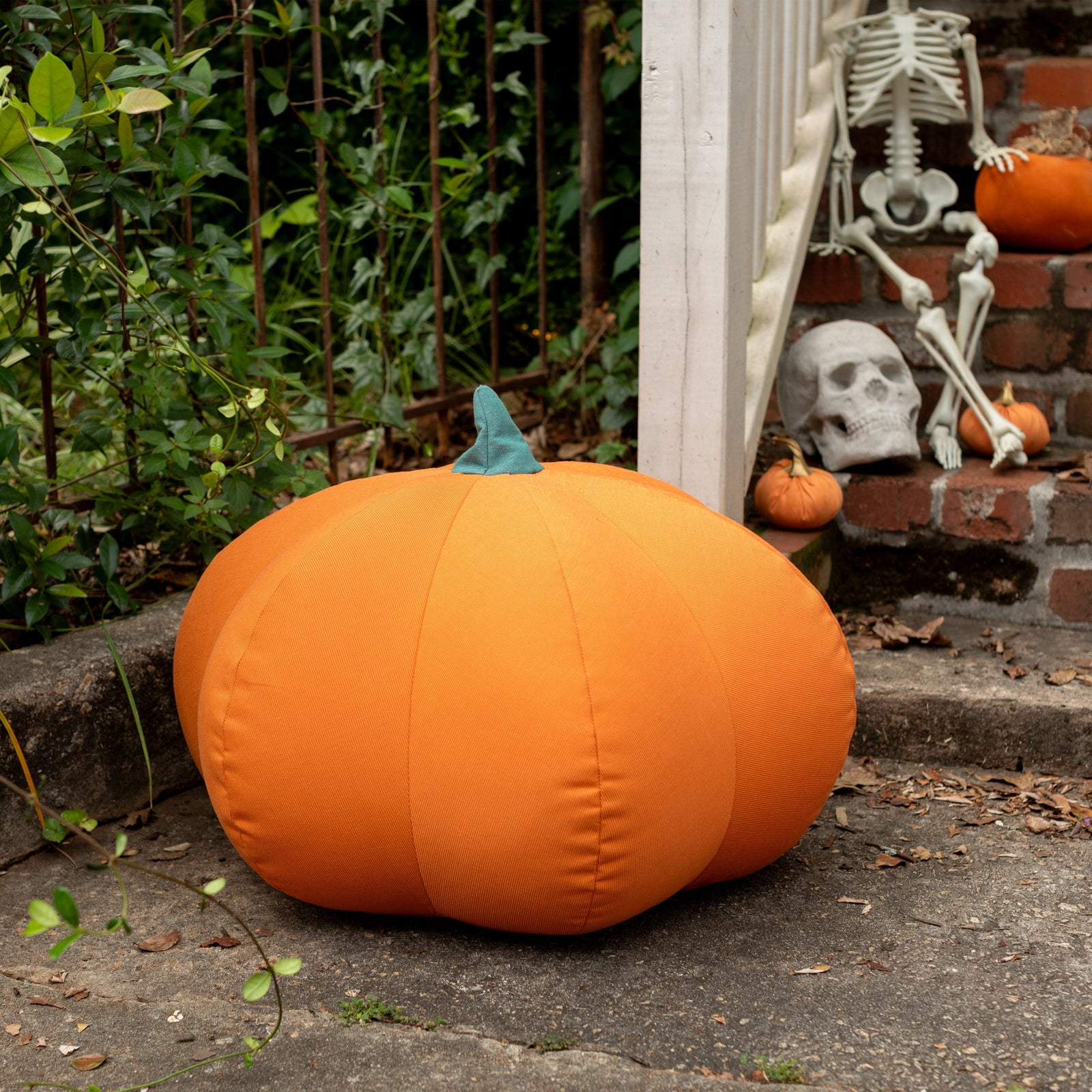 Pumpkin Pouf in Tangerine Sunbrella