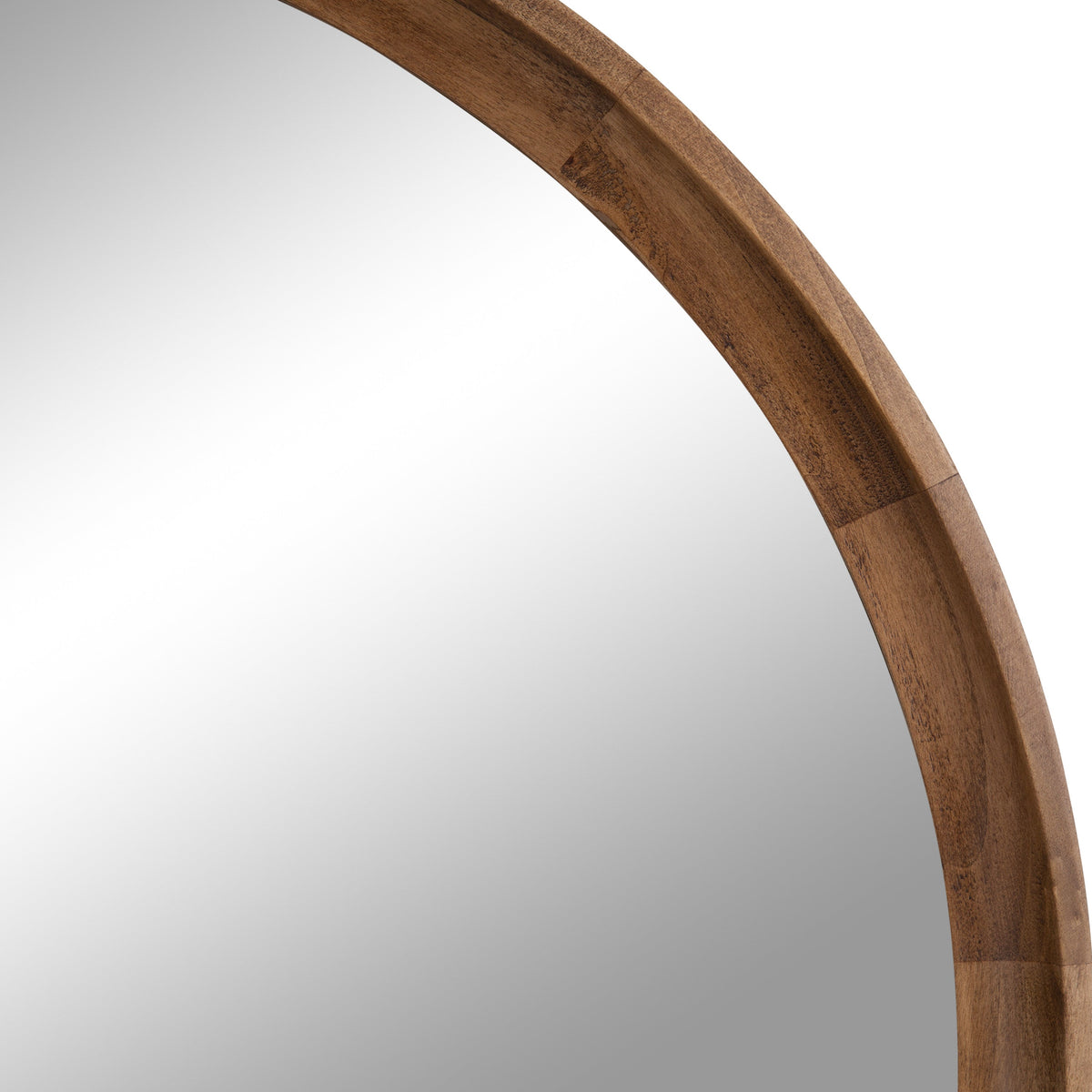 Close-up of the rounded wood frame