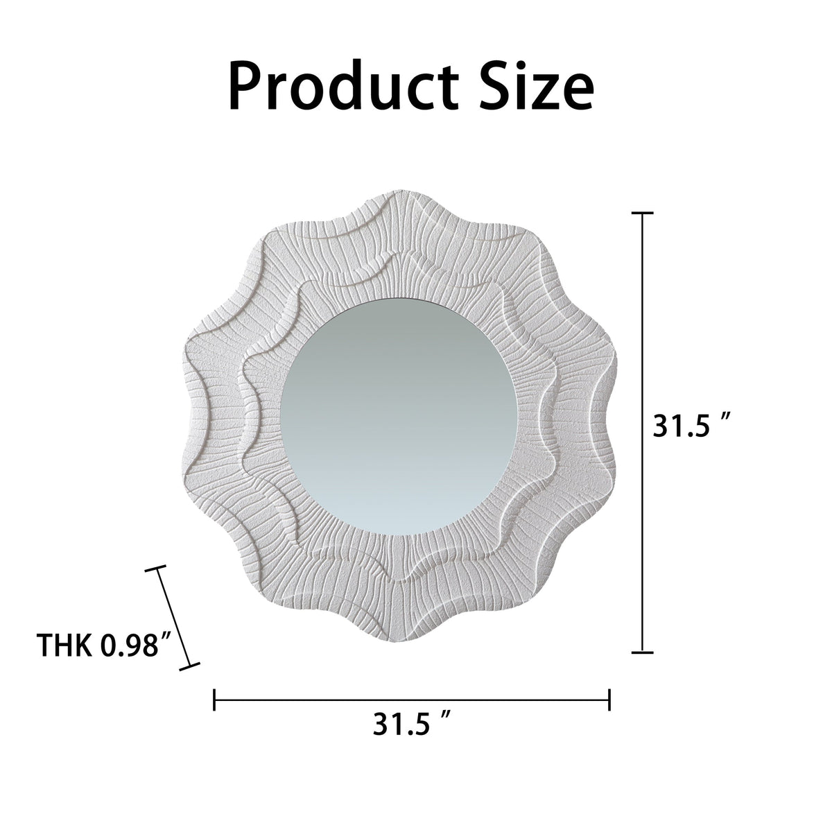 Wavy Flower Wall Mirror dimensions