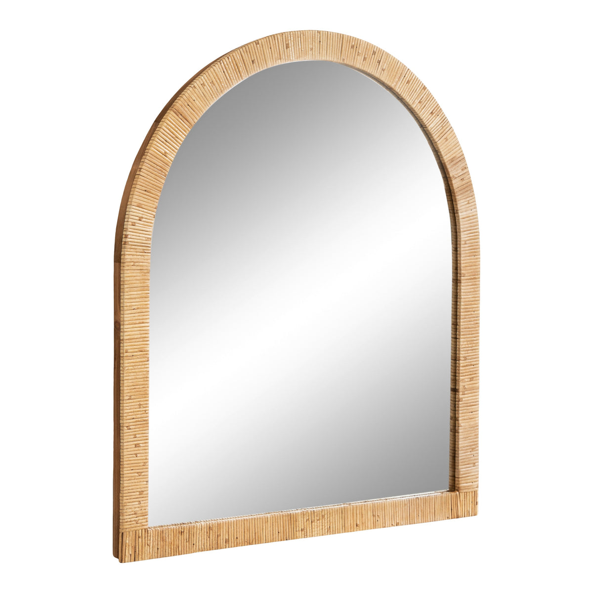 Rahfy arched wall mirror with natural rattan frame