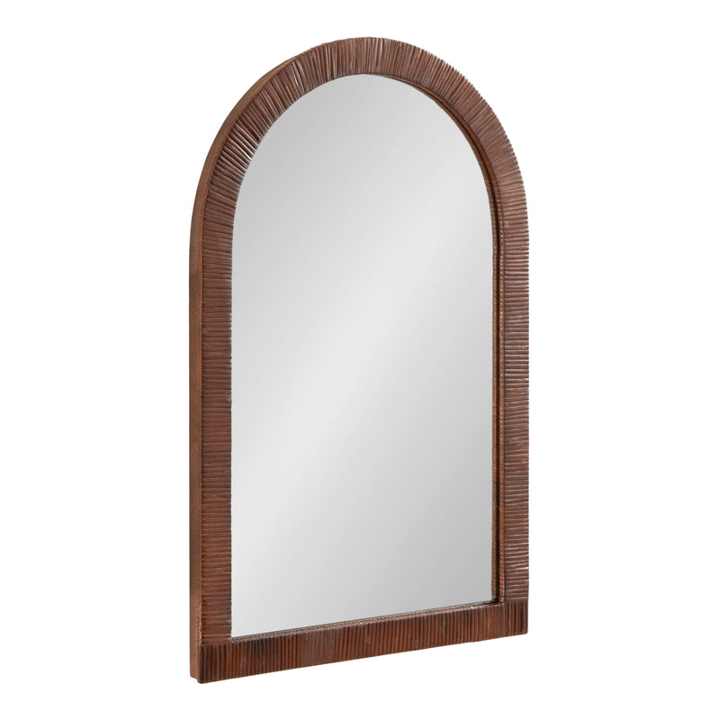 Rahfy arched wall mirror with brown rattan frame
