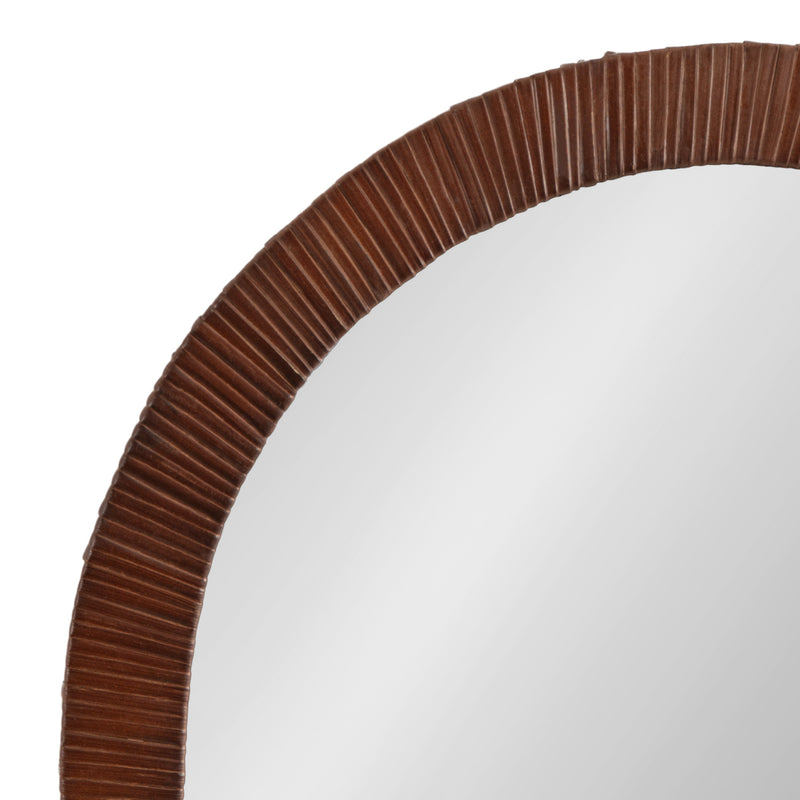 Close-up of the brown wrapped rattan frame