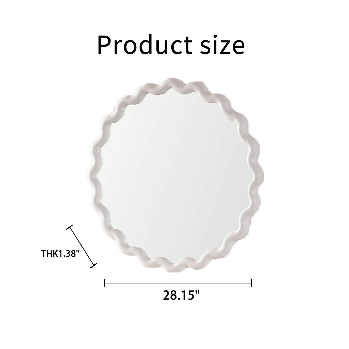 White Scalloped Round Wall Mirror dimensions