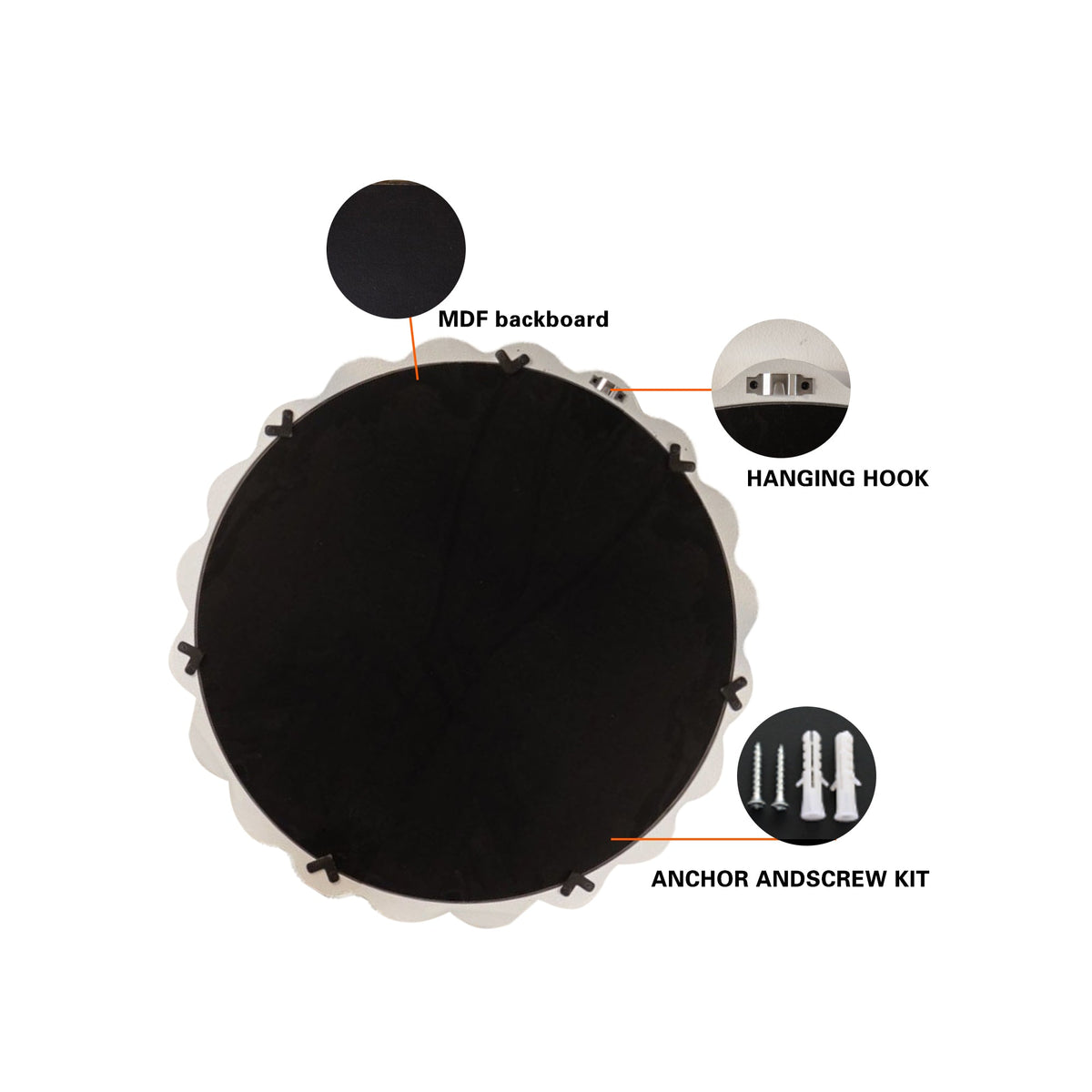 Scalloped mirror feature callouts