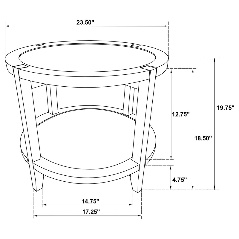 Camillo end table dimensions diagram