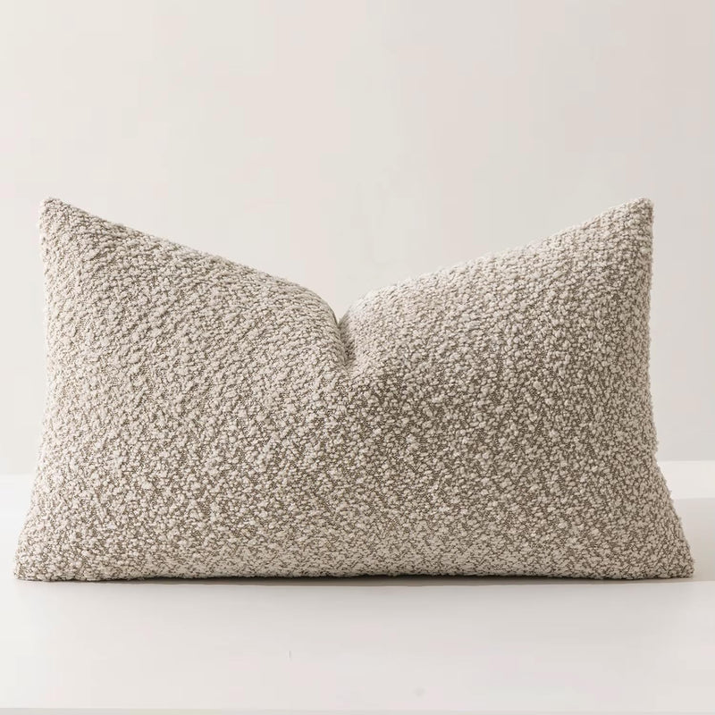 Brown chenille boucle lumbar pillow