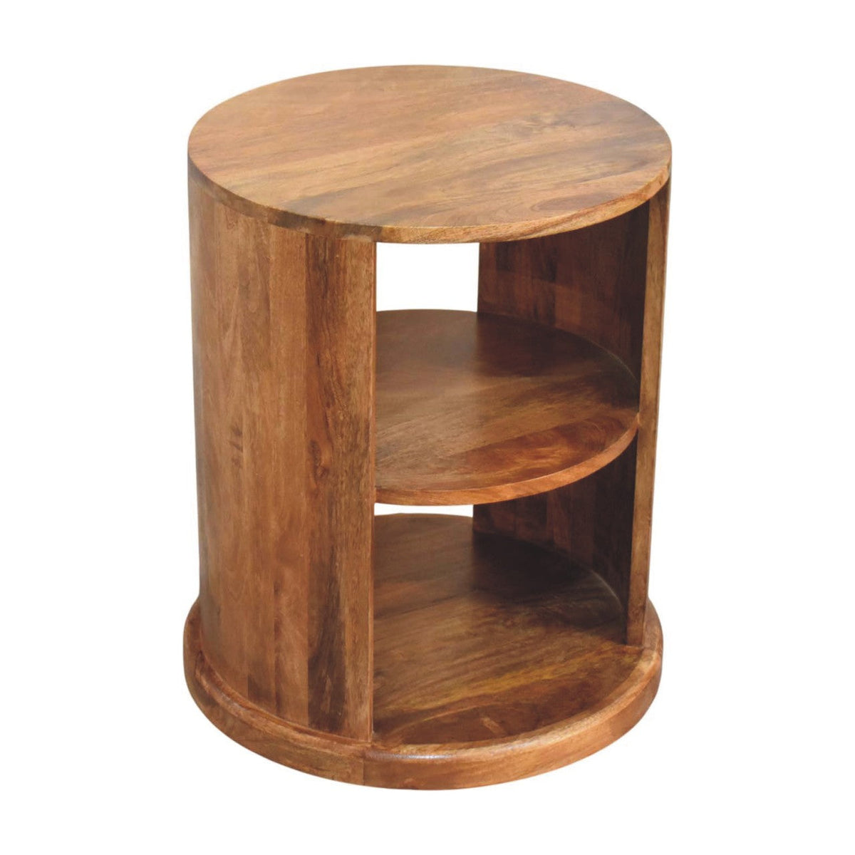 Ventura round side table, three-quarter view