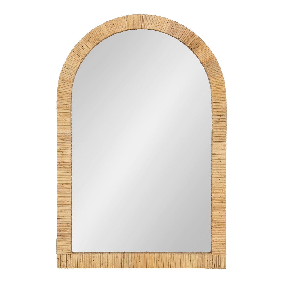 Natural rattan arch mirror, front view