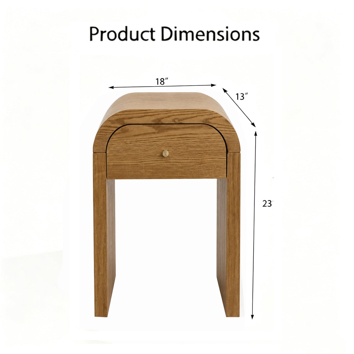 Curved Side Table with Drawer dimensions