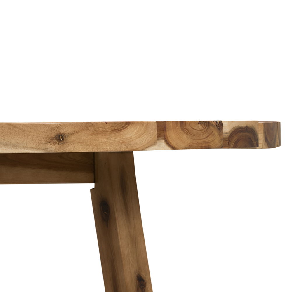 Acacia leg and apron, close-up