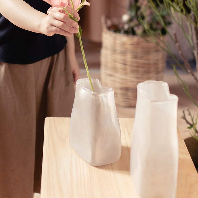 Gradient Art Vase in cream tones, small and large