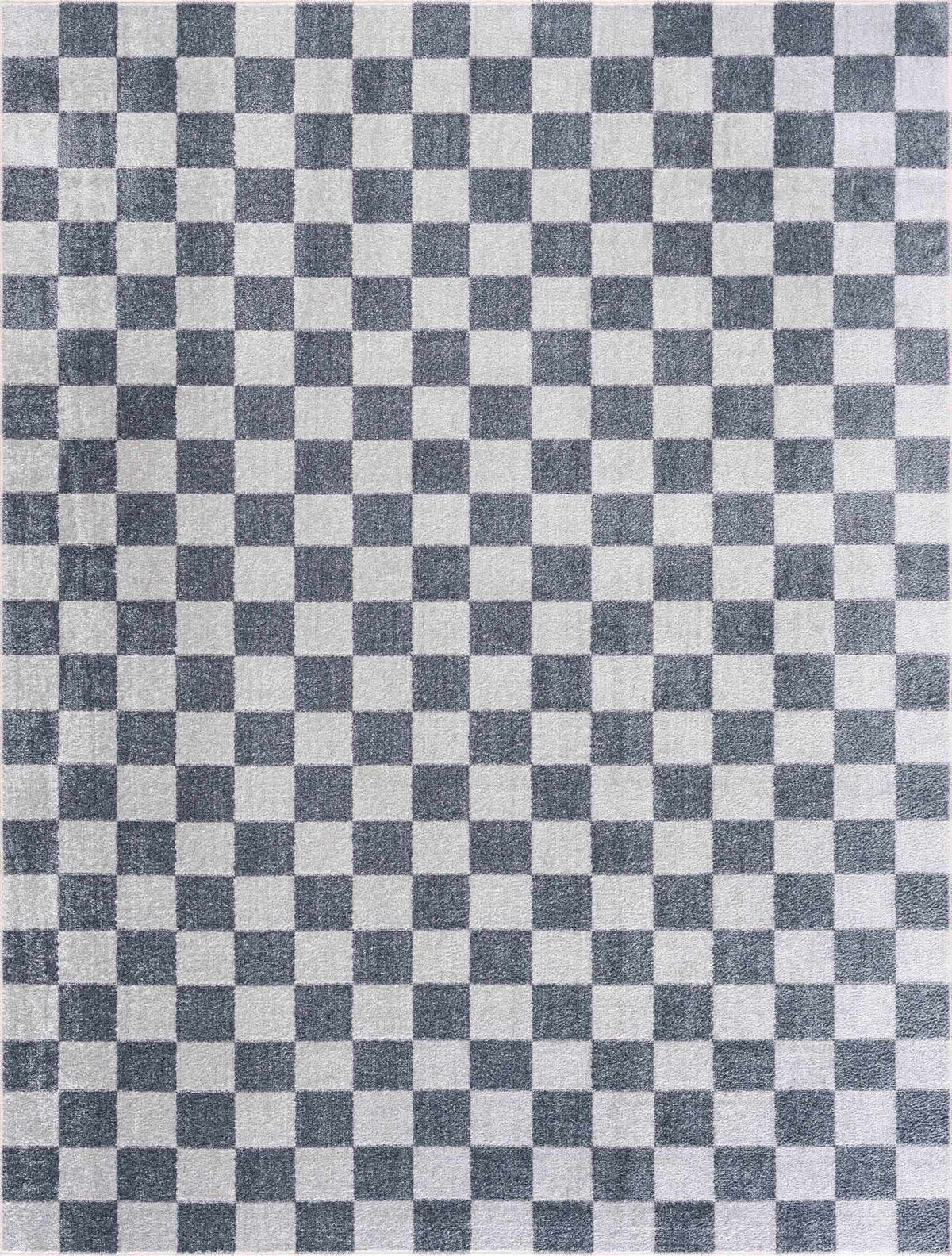 Alie gray checkered washable rug, full rug view