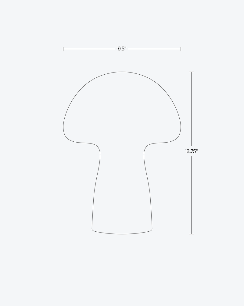 Mushroom Table Lamp dimensions, 9.5 x 12.75 inches