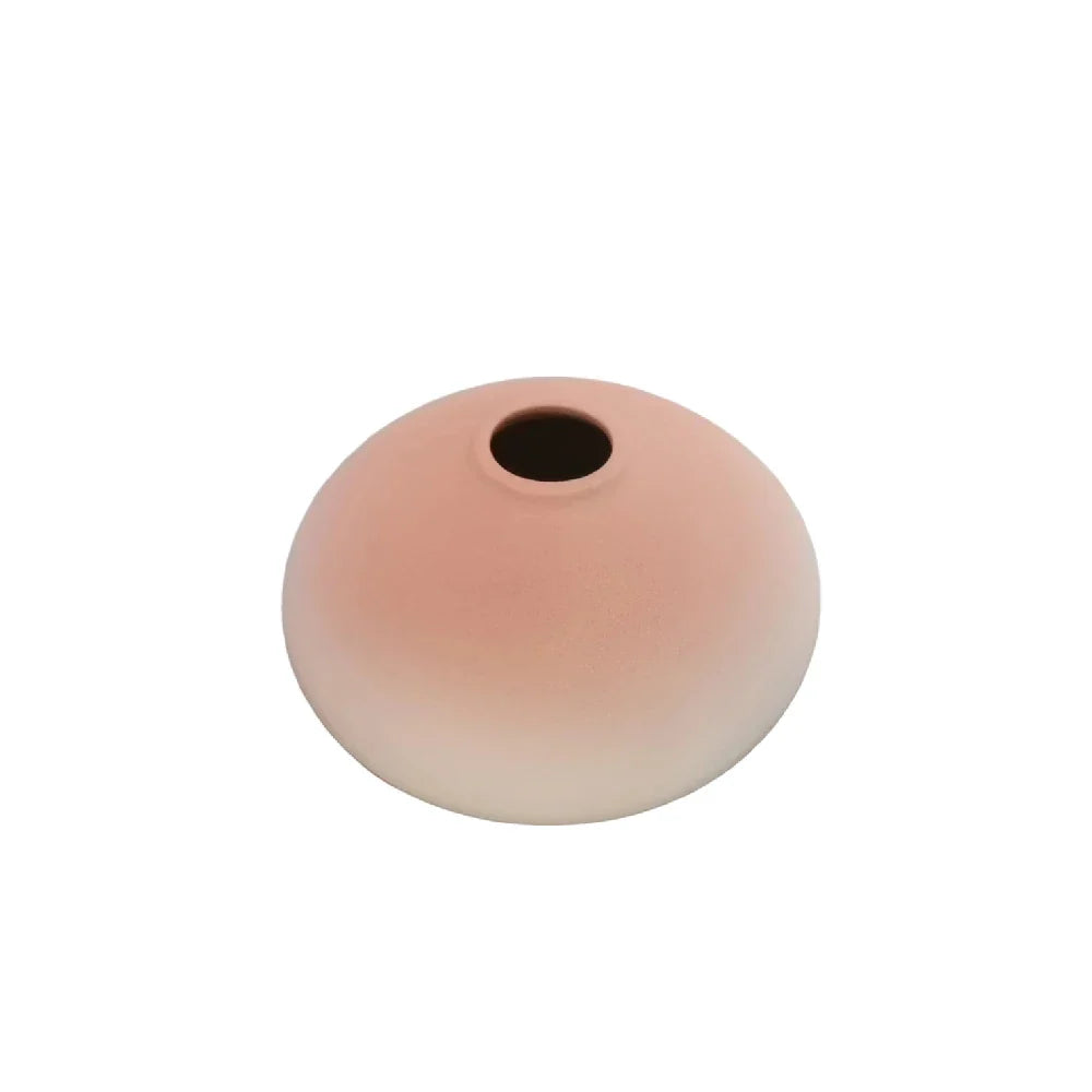 Wabi-Sabi Ceramic Bud Vase, blush shape A, top view