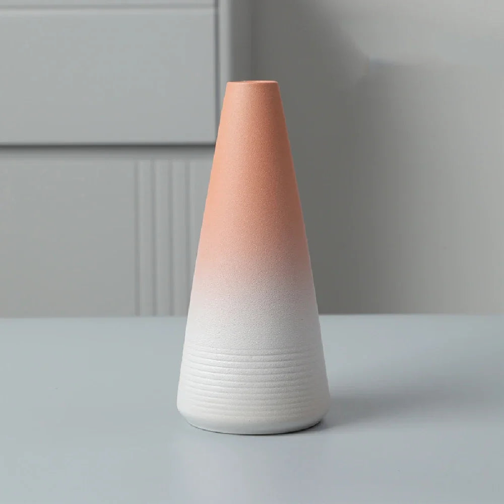 Wabi-Sabi Ceramic Bud Vase, blush tapered shape