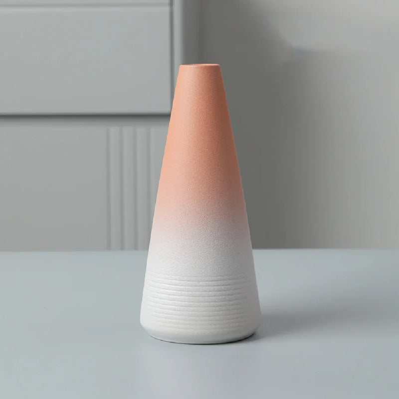 Wabi-Sabi Ceramic Bud Vase, blush tapered shape