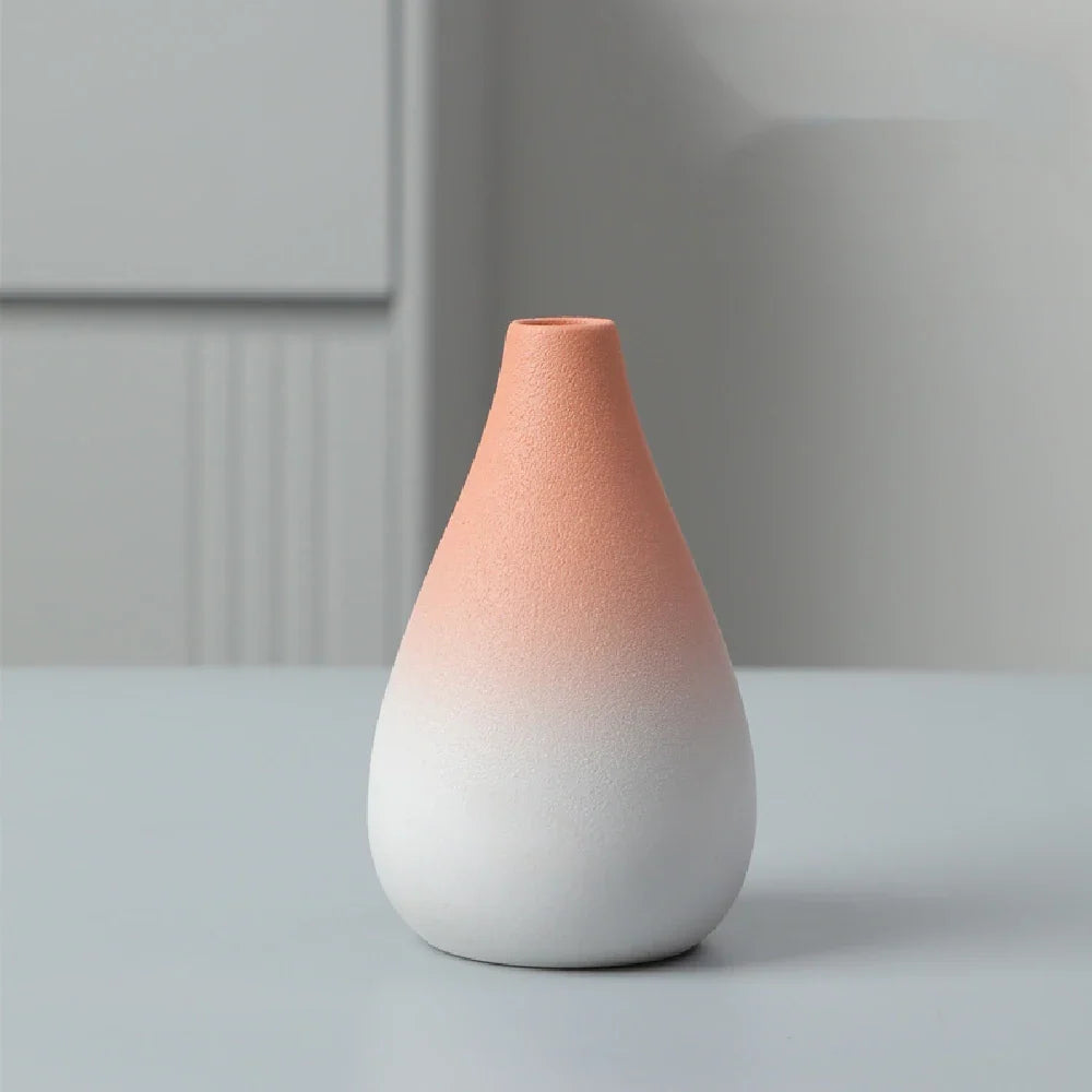 Wabi-Sabi Ceramic Bud Vase, blush teardrop shape