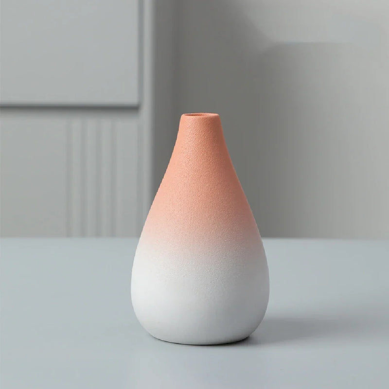 Wabi-Sabi Ceramic Bud Vase, blush teardrop shape