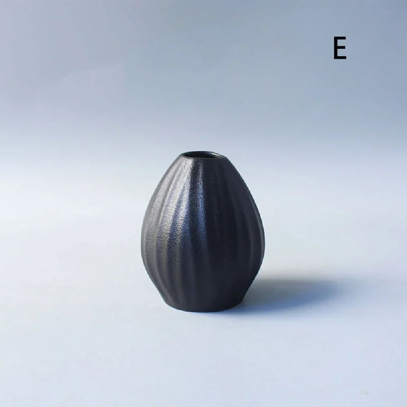 Wabi-Sabi Ceramic Bud Vase, matte black shape E