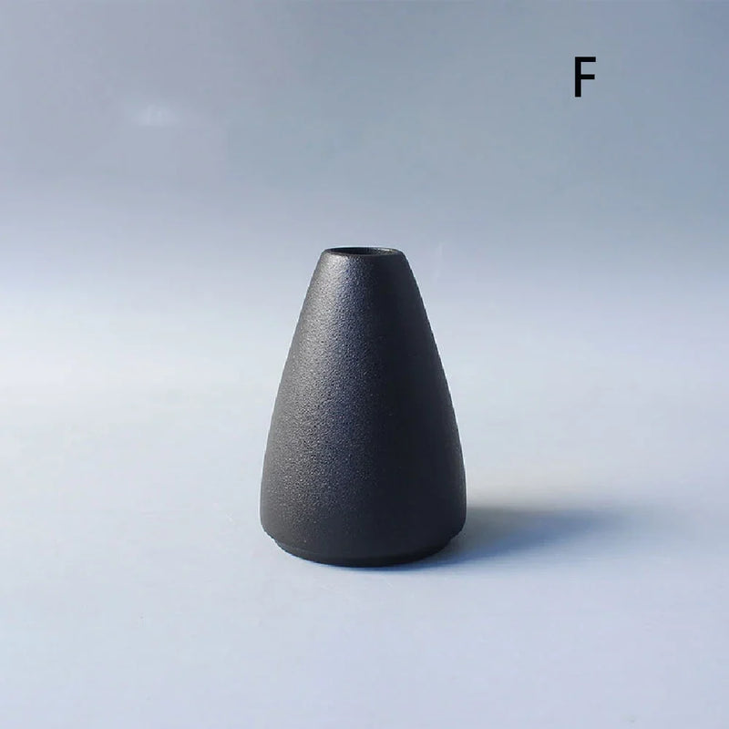 Wabi-Sabi Ceramic Bud Vase, matte black shape F