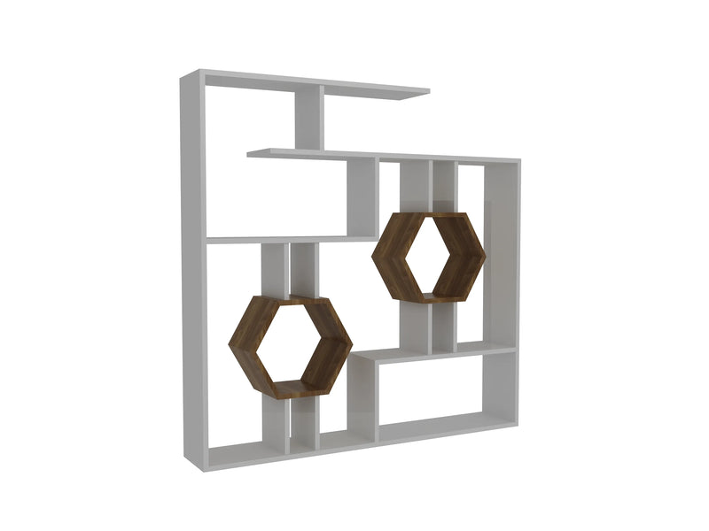 White Tamara geometric bookcase, product view