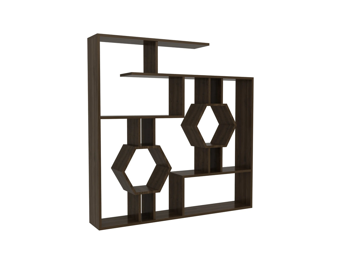 Dark Tamara geometric bookcase, front view