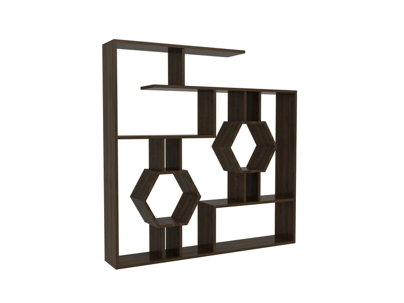 Dark Tamara geometric bookcase, front view