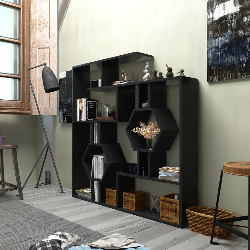 Black Tamara geometric bookcase
