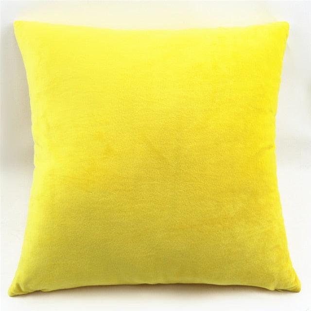 Plush yellow pillow cover