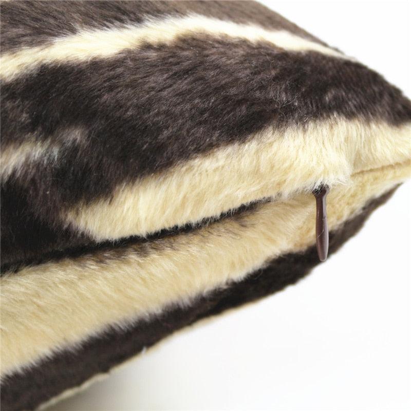 Close-up of the plush zebra print fabric
