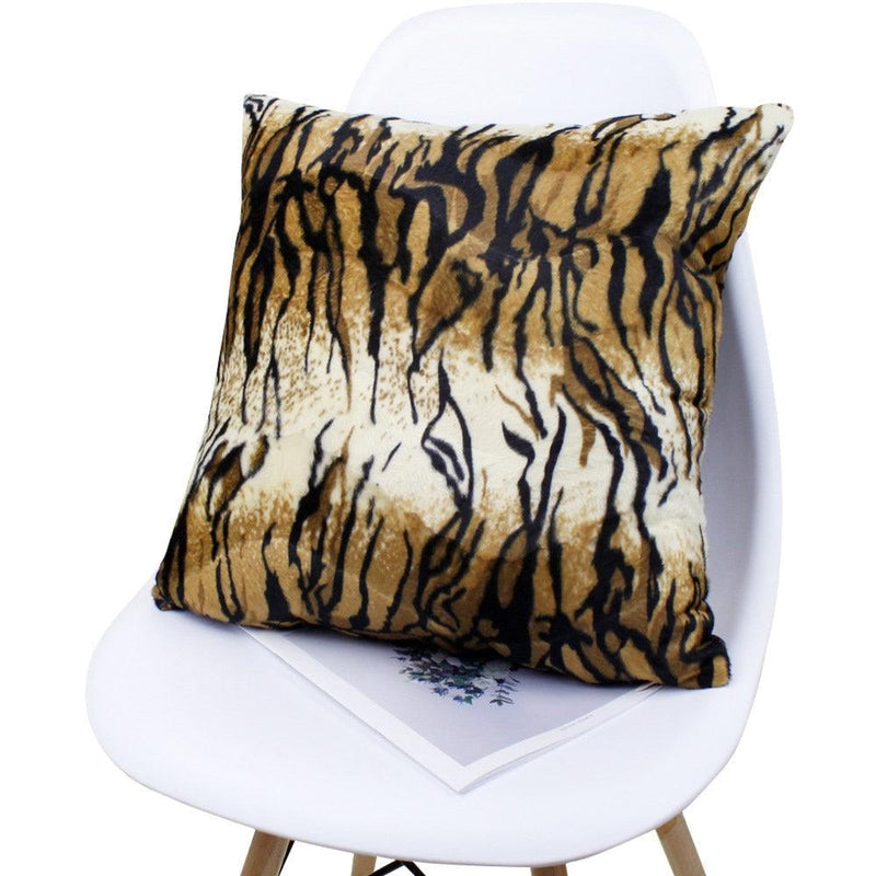 Plush tiger print pillow cover