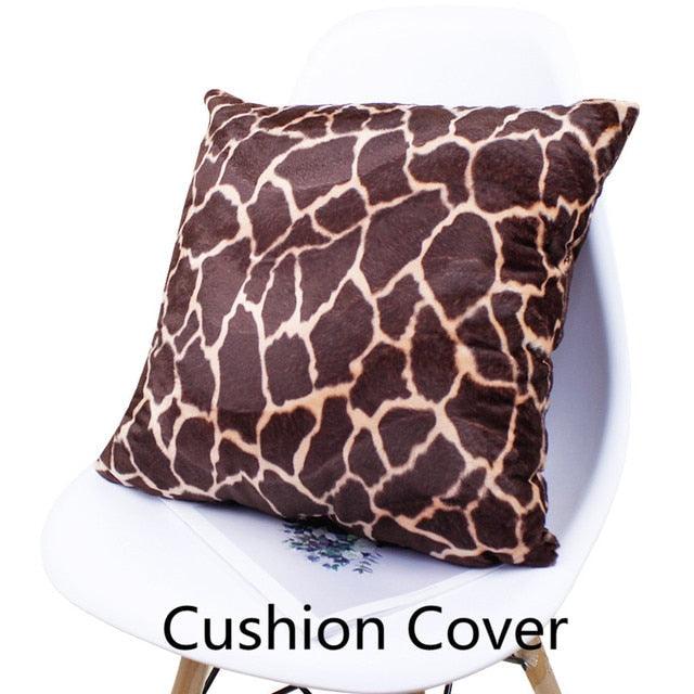 Plush giraffe print pillow cover