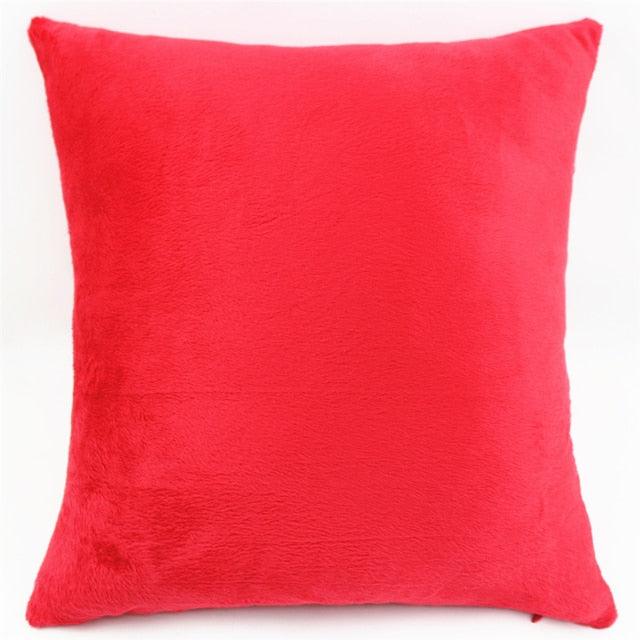 Plush red pillow cover