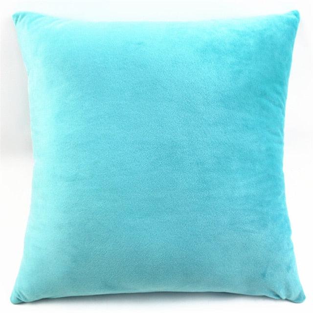 Plush aqua blue pillow cover