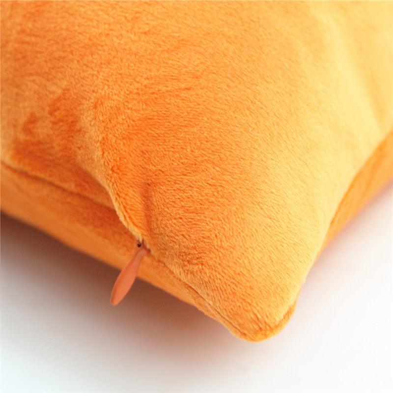 Plush orange pillow cover